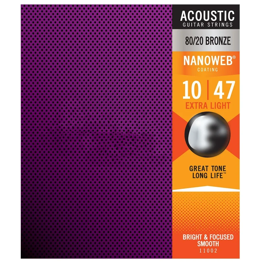 Acoustic Guitar Strings 11002 NANOWEB&reg; Ultra Thin Laminate Anti-Rust .010 .014 .023 .030 .039 .047