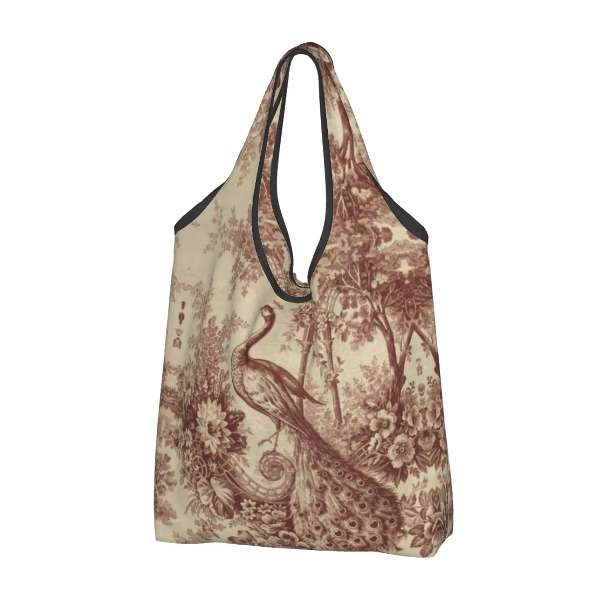 

Антикварная павлиновая Французская ткань для продуктов, сумка-тоут для покупок, Женская милая сумка-шоппер через плечо, вместительная сумка