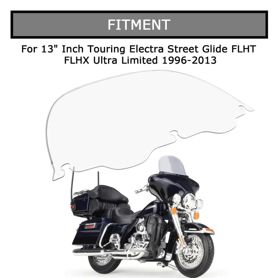 5-Inch Black Wave Windshield For Harley Touring Models (1996-2013) - Street Glide, Electra Glide Wind Splitter