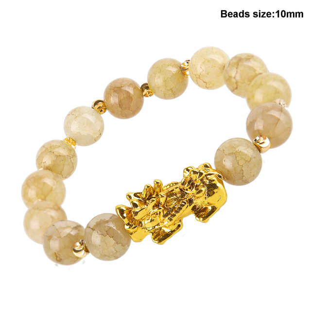 Natural Stone Bracelet Men Women Chinese Feng Shui Pi Xiu Obsidian Wristband Gold Wealth and Good Luck  Women Bracelets