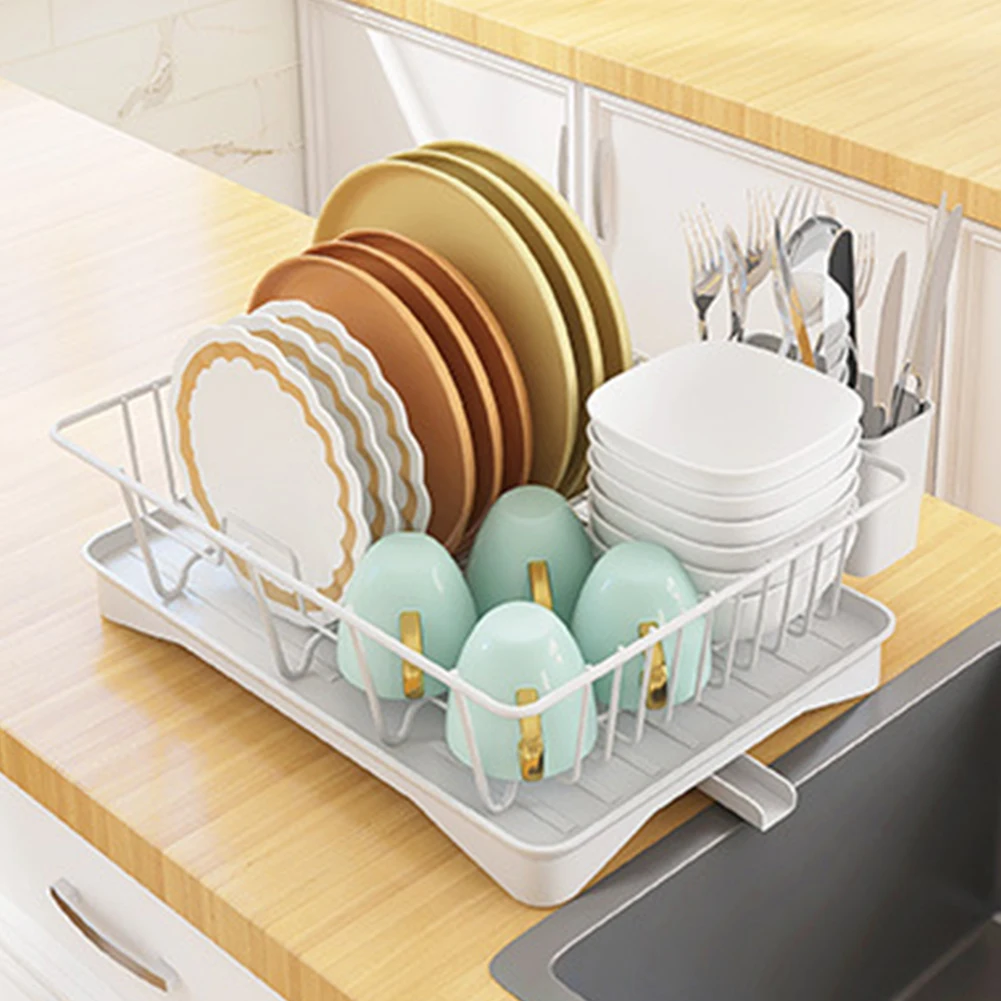 Double-layer Metal Kitchen Dish Bowl Drying Rack with Drainboard Dish Racks  With Chopstick Cage Tableware Organizer Basket - AliExpress