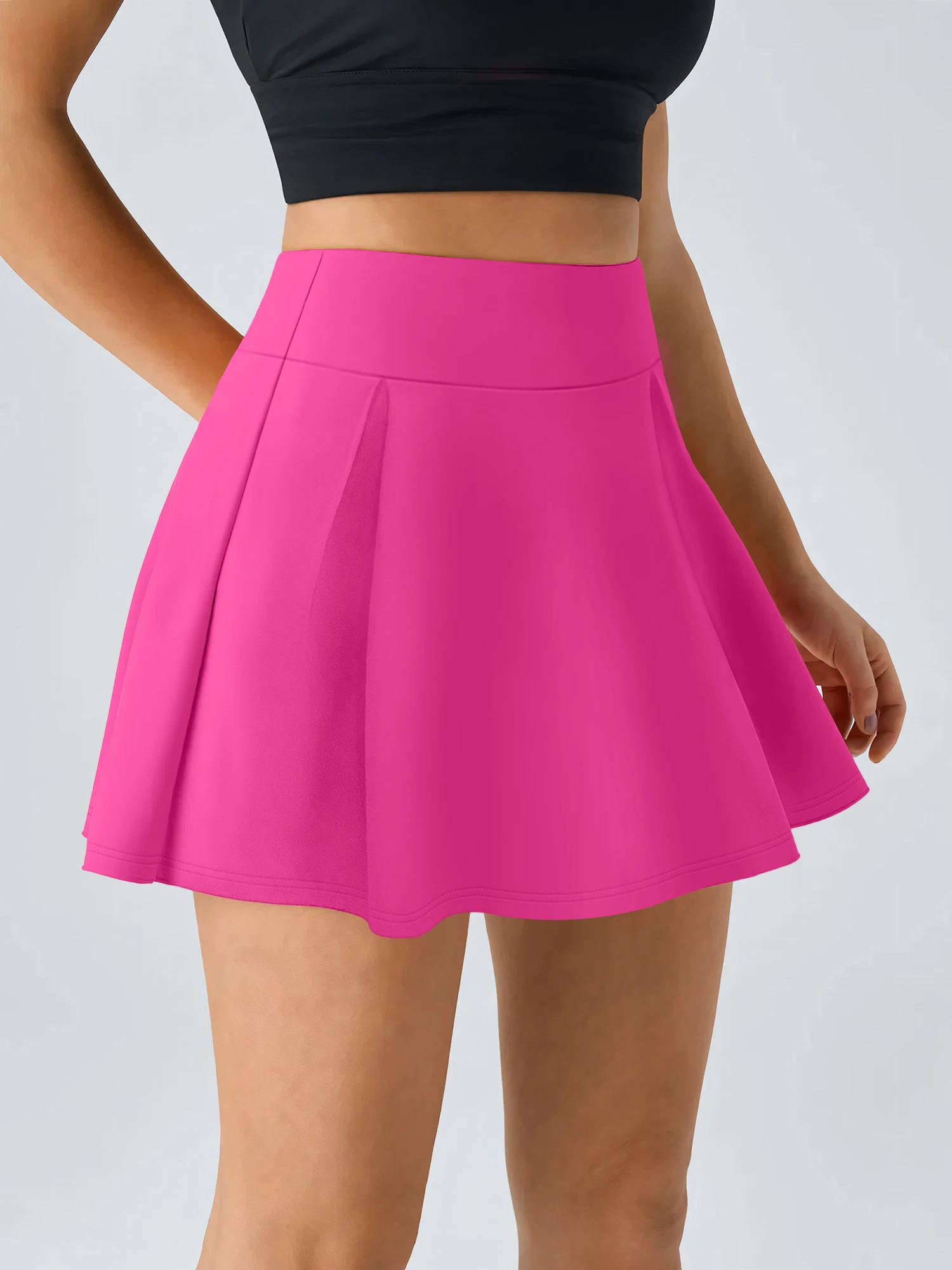 Women's retro solid color wide leg skort high waisted with a drapey feel 90s Hong Kong style casual and figure flattering 6