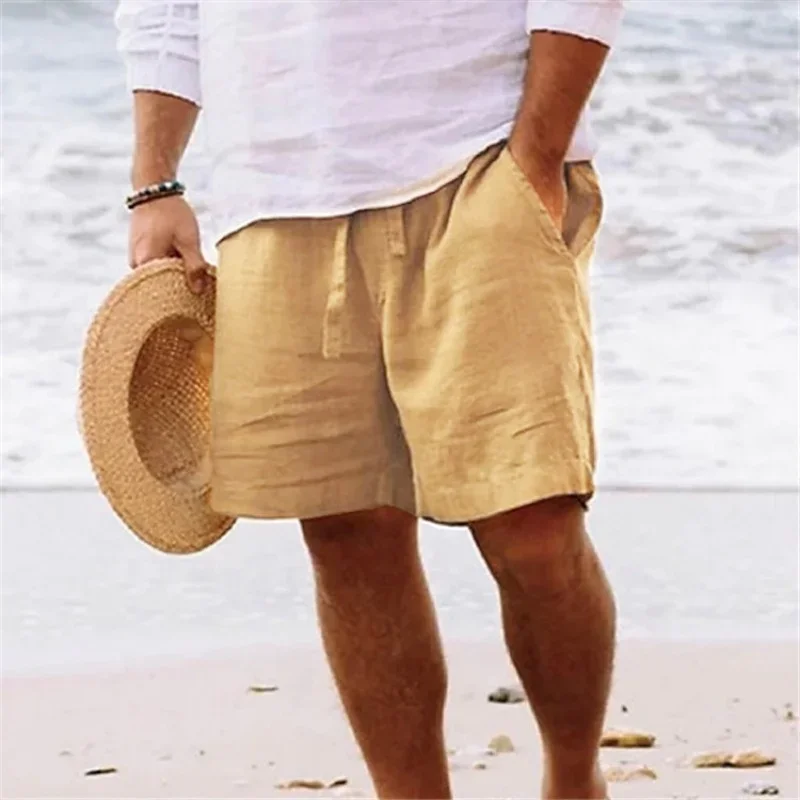 Lightweight Plus Size Summer Linen Gym Shorts