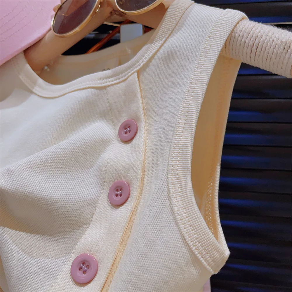 Summer Baby Girl Clothes Fashion T Shirt + Cargo Pants Sets Cute Button Vest Hip Hop Suit for Kids Baby Girl Outfit Set