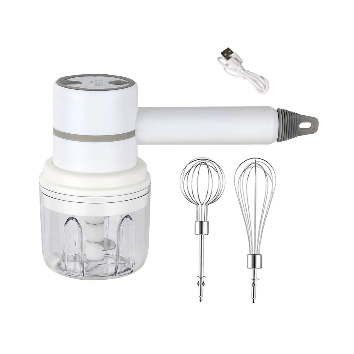 

Wireless Food Mixer 3 Speed Handheld Electric Egg Beater Garlic Baking Mixer Multifunctional Food Processor White