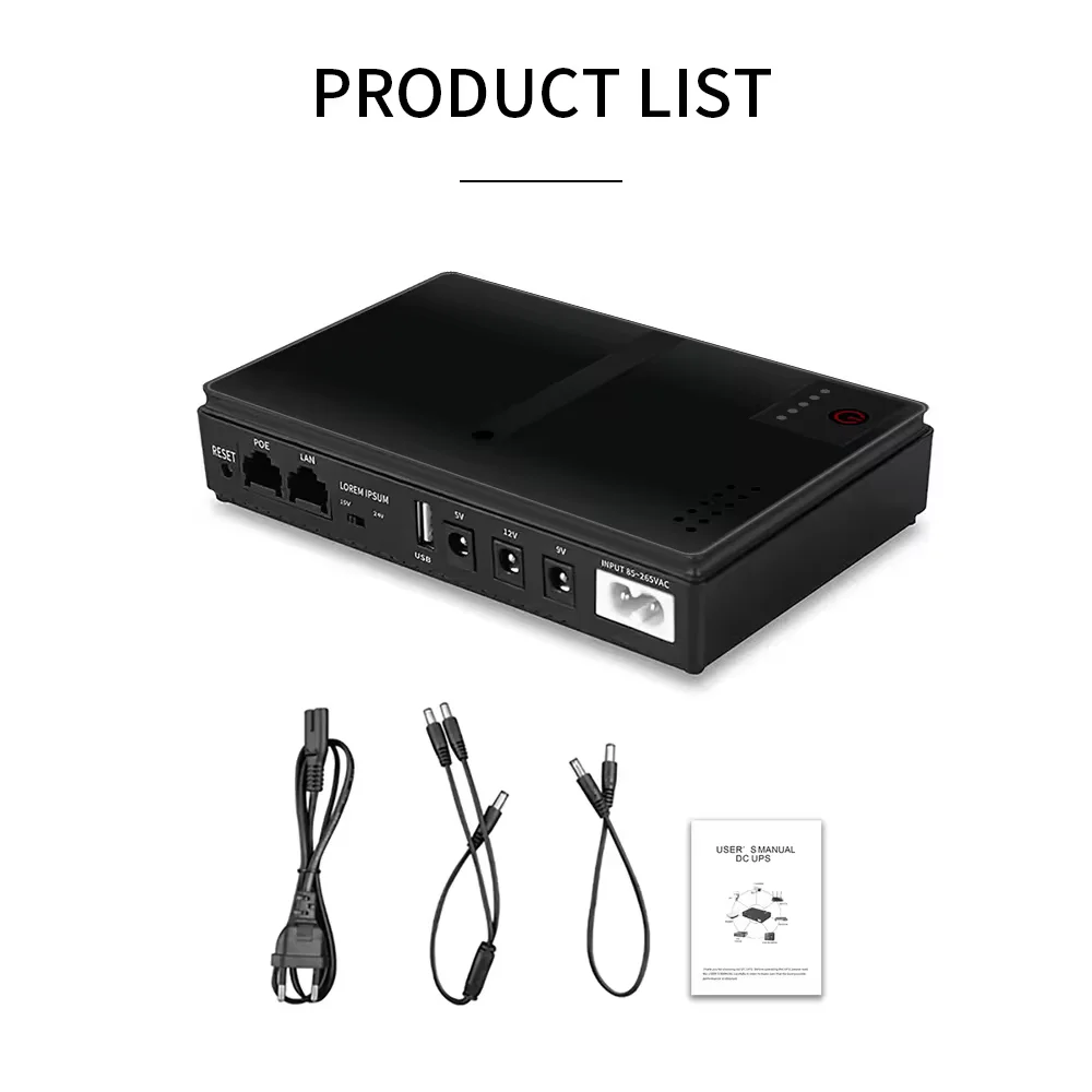 DC UPS DC1018P 5V 9V 12V 24V 18W 10400mAh Portable Power Supply for Router Switch Mobile phone DC UPS Emergency Power Supply dc power supply uninterruptible power supply portable ups mini ups