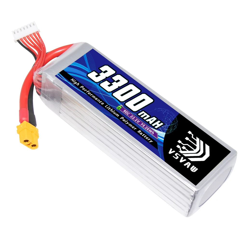 2Pcs VSVAW 6S 22.2V 3300mAh 90C/180C Lipo Battery Mini Four Axis FPV Model Drone High Voltage High Rate Lithium ion Battery 3