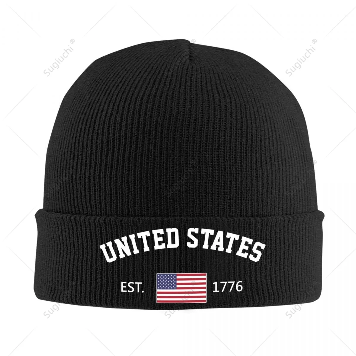 

Knitted Hat Unisex United States USA American Flag EST.1776 Independence Day Men Women Boys Winter Autumn Beanie Cap Warm Bonnet