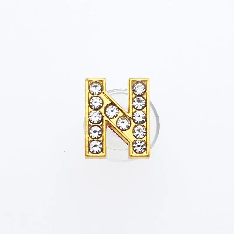 Goldene Buchstaben Kristall Diamant Legierung Charms Zubehör Mode Weiche PVC Schuhe Schnalle Kinder Dekoration Design Großhandel 1 Stücke – Detail 21