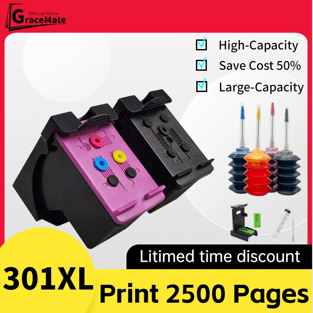 

301XL Ink Cartridge Compatible for HP 301 Hp301 DeskJet 1050 2050 3050 2150 1510 2540 1000 2510 3000 3054 Envy 4500 4502 Printer