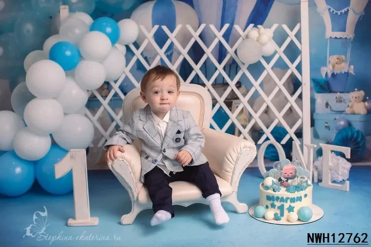 Décors de fête de 1er anniversaire pour nouveau-né, ballons colorés,  fleurs, gâteau bohème, décor de table, arrière-plans de photographie,  accessoires photo