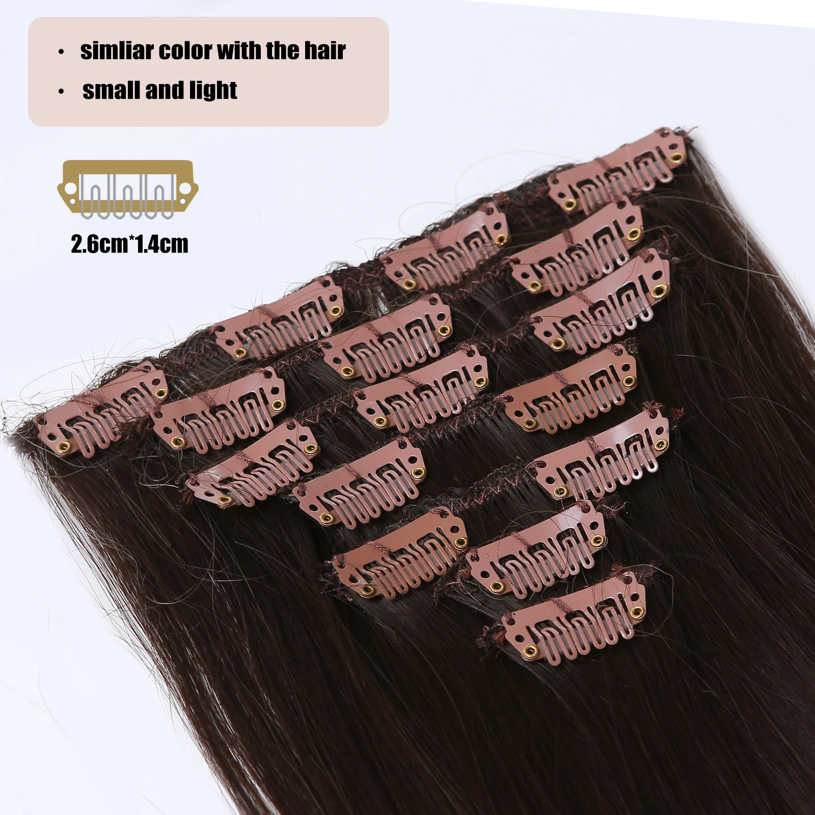 Synthetic Straight Clip In Hair Extension Long Natural Fake Hair for Women Black Brown Ombre Thick Hairpieces Heat Resistant