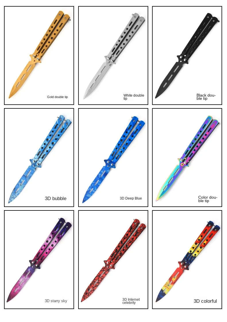 Couteau papillon pliable RS3, transformable, portable, Balisong émoussé CSGO,  entraîneur de poche, outil d'entraînement de survie pour le jeu en plein  air - AliExpress