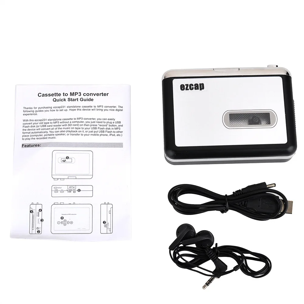 USB Cassette Tape Music Audio Player to MP3 Converter USB Cassette Player Capture Recorder to USB Flash Drive No PC