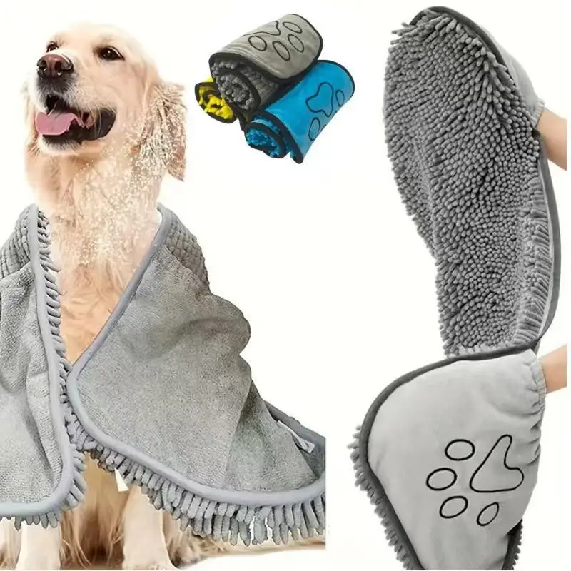 Pet towel super absorbent bath dog bath towel chenille quick-drying extra large thick
