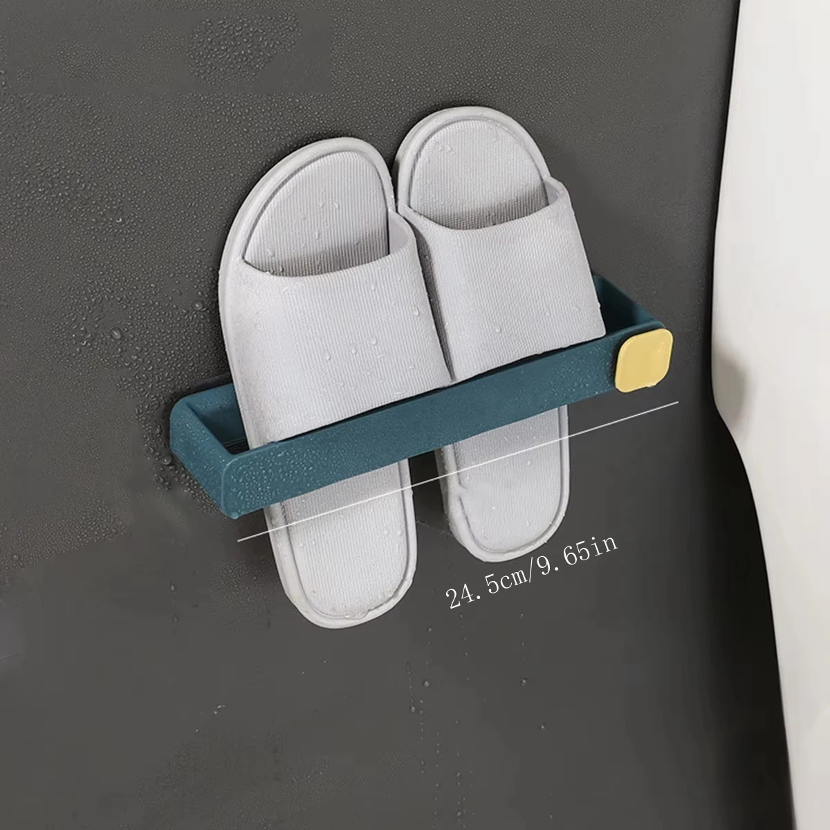 1pc Modern & Turquoise Bathroom Slipper Rack,No-Drill Wall-Mounted Shoe Storage Organizer, Space-Saving Design, Durable Plastic