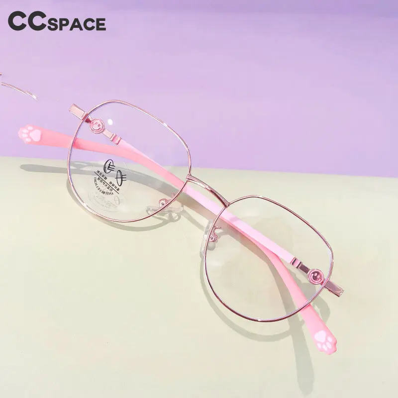 Kids Glasses Frame Anti Blue Light Glasses Round Metal Eyeglasses Children's Optical Glasses Frame Cat Claw Fashion Anti Blue Light Computer Glasses Myopia