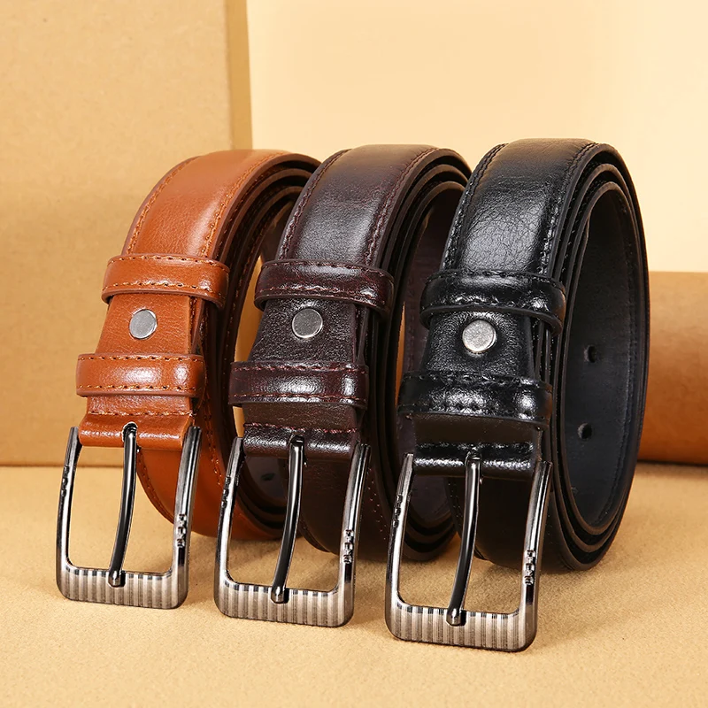 Authentischer Luxus-Herren-Gürtel aus Leder, Jeans, Damen und Herren, Gürtel mit Stift, langlebige Nähte, modische Business-Gürtel für Herren