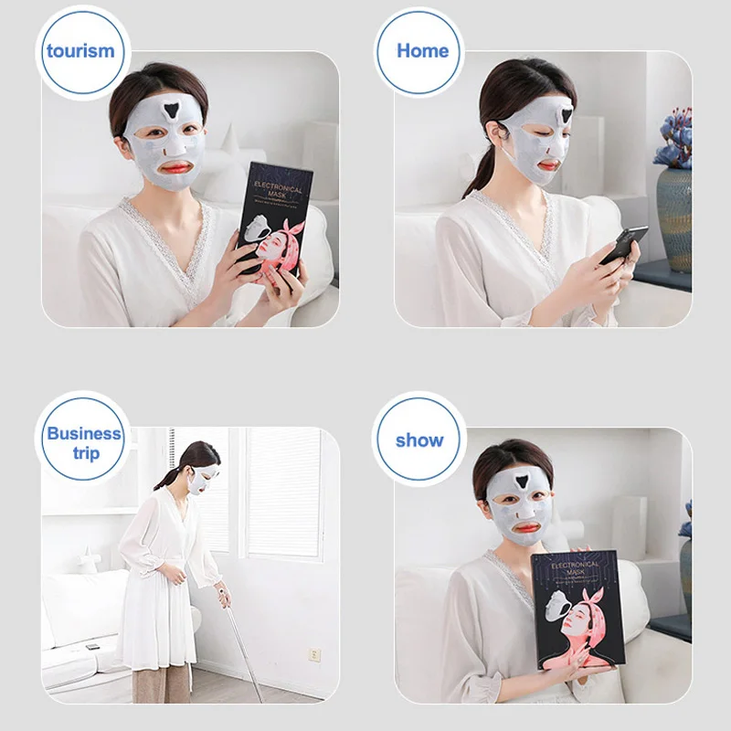 EMS Facial Mask Low Frequency Microcurrent Double Chin Reduce Beauty Face Lifting Machine Hydration Skin Tightening Mask