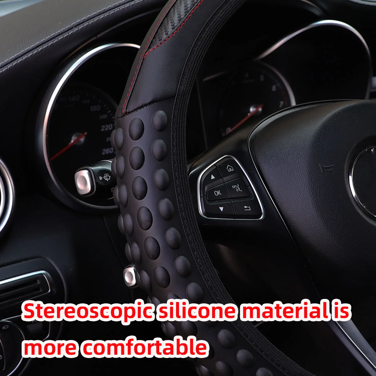 Silicone Car Steering Wheel Cover Massage Beads 14.5-15 Inch Decorative No Inner Ring Required for Women