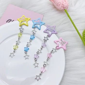 Fermaglio per capelli con frangia a stella con decorazione fermaglio per capelli colorato per ragazze Y2k ornamenti accessorio per capelli