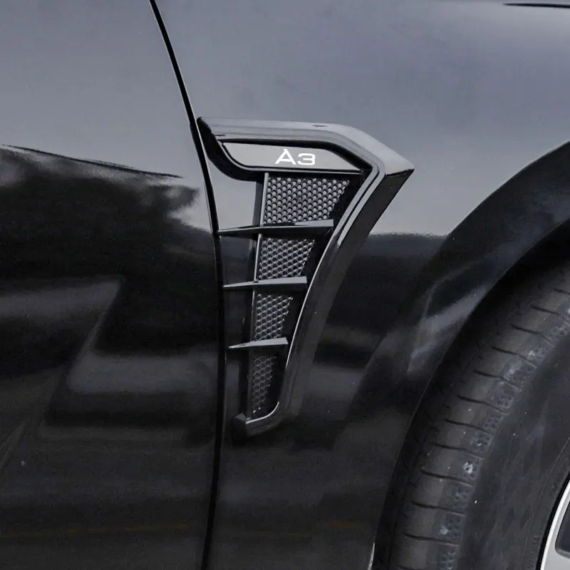 Per Audi A3 8V A3 8P Accessori Per Auto Carbon Black Car Fender Prese D'Aria Laterali Flusso D'Aria Foro Di Aspirazione Griglia Sticker Cover