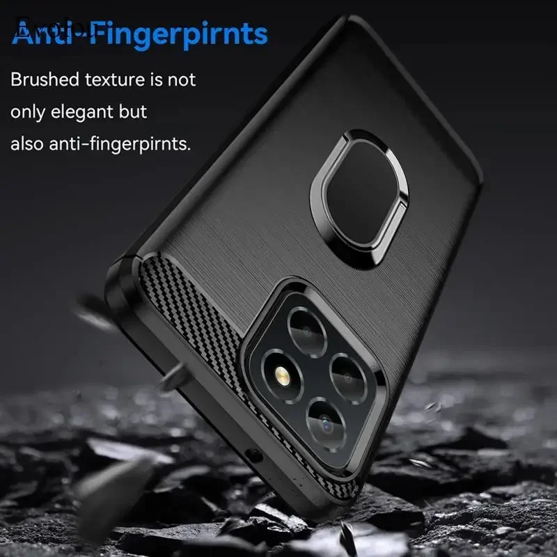 Carbon Fiber Silicone Shockproof Case with Magnetic Ring Stand Holder