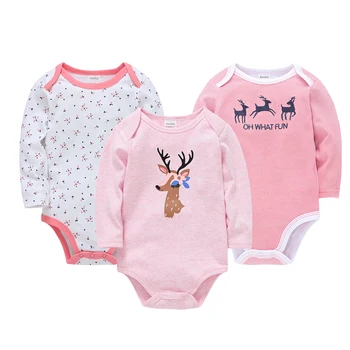 3Pcs/Set Spring Baby Girls Clothes Pink Long Sleeve Cotton Kids Jumpsuit Unicorn Bodysuit Consume Clothing For Children 24M
