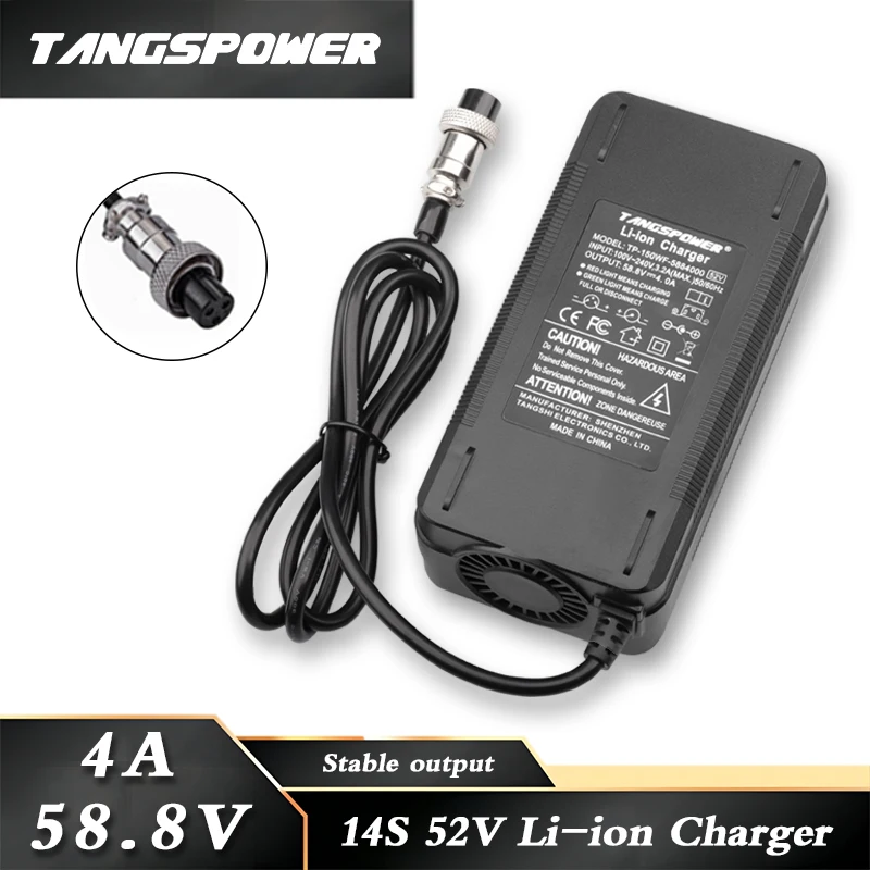 High-Power Li-ion Battery Fast Charger - 58.8V 4A with 3-Pin GX16 Connector