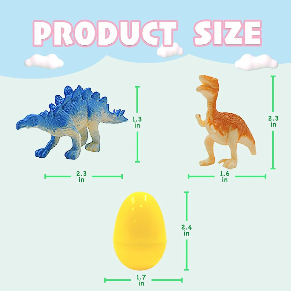 12 Pack Prefilled Easter Eggs with Dinosaur Toys Easter Basket Stuffers Surprise Easter Eggs for Kids Easter Egg Hunt Game