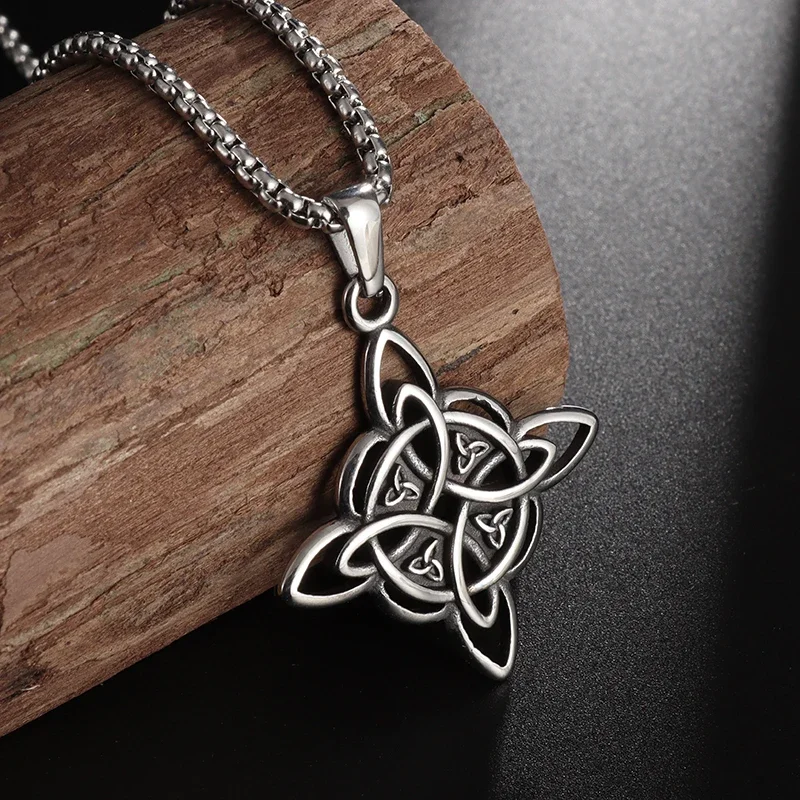 Set Collana E Bracciale In Acciaio Inox Con Nodo Della Strega Celtico – Gioielli Geometrici Vintage, Regalo Per Donne - 5