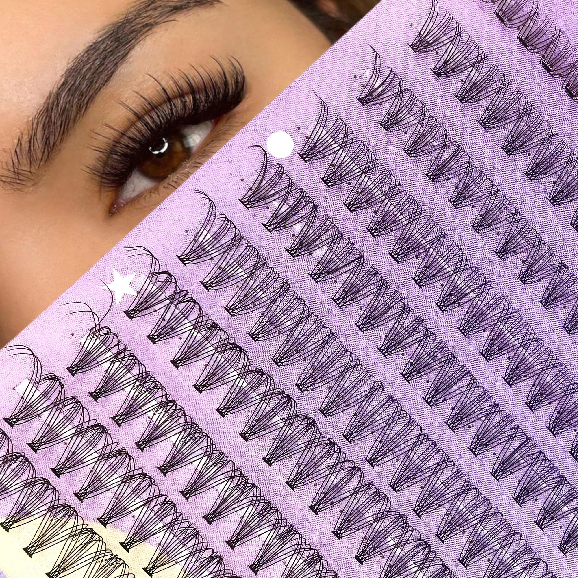 10D DOUBLE Volume False Eyelash Extension Kit [D Curl] 200 Lash Clusters 9-16mm DIY Natural Looking False Flare Lashes for Home