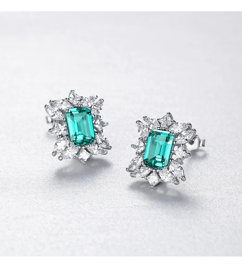 Orecchini a bottone in argento sterling con topazio verde di tendenza per donne Insoliti zirconi cubici da sposa di lusso_voghion.com