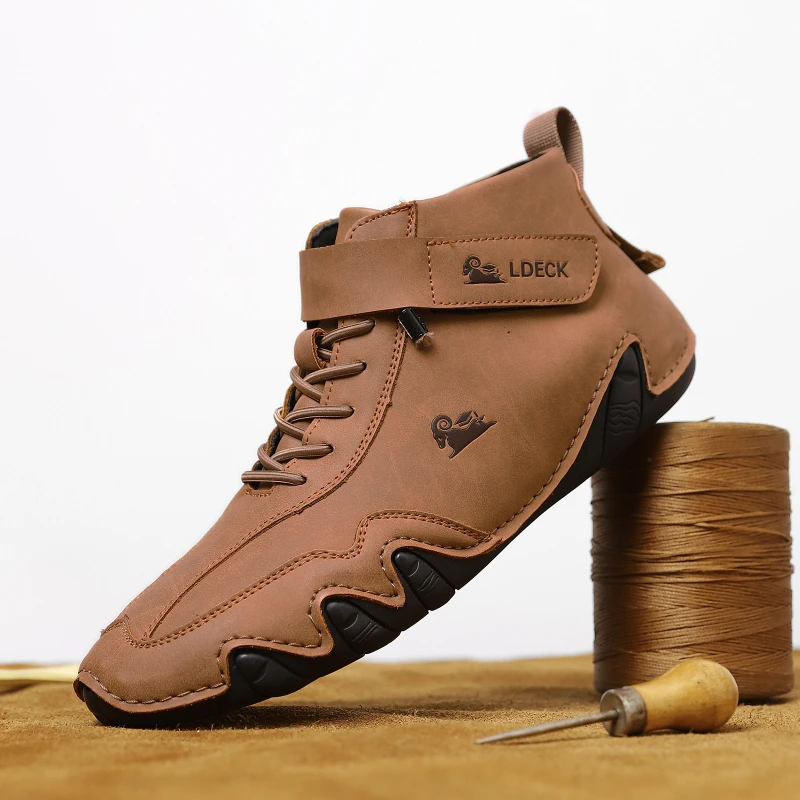 Men Casual Boots Leather Men Shoes Luxury Brand High Quality Ankle Boots Waterproof Winter Sport Shoes For Motorcycle
