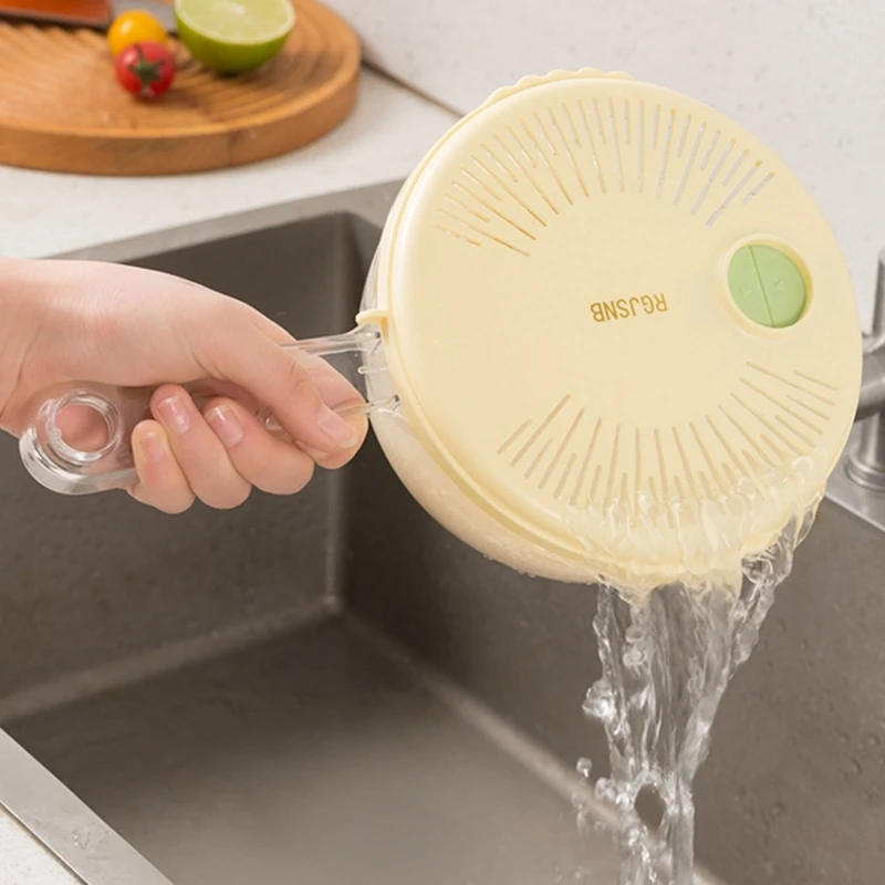 Durable and Multifunctional Fruit Washing Bowl with Fine Drain Holes Drainage Basket for Convenient 1 Hand Operation D2RD