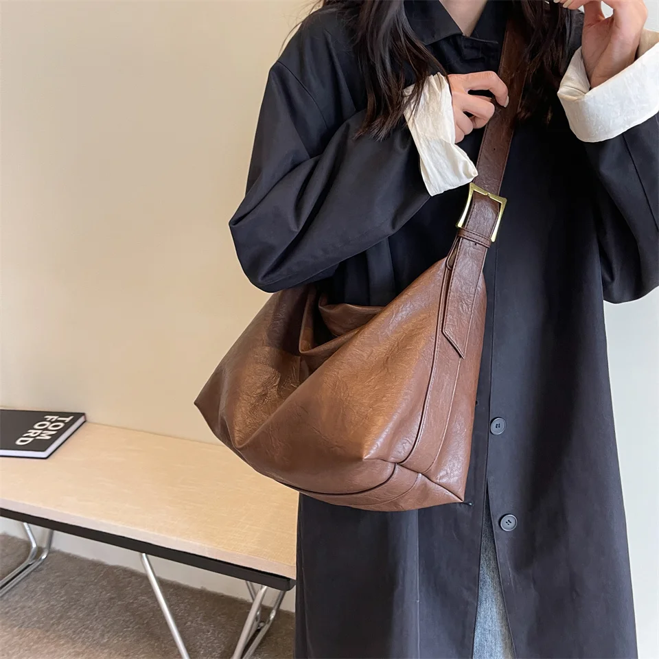 Women's Leisure PU Crossbody Bags Female Tote Bags Designer Light Soft Large-capacity Ladies Fashion Versatile Shoulder Bags