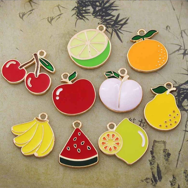 15pcs Enamel Charms Fruit Charms Apple Orange Pendants For Jewelry Making  Supplies DIY Bracelets Necklaces Handmade Accessories