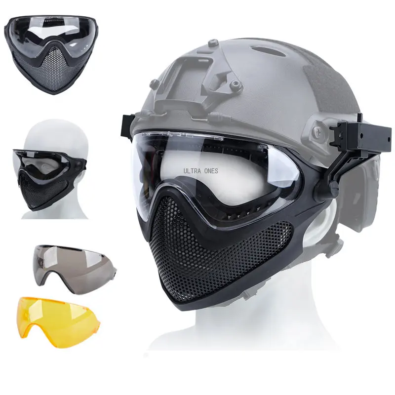 

Airsoft Full Face Mask with 3 Lens Tactical Combat Paintball Steel Mesh Protective Mask Hunting CS Wargame Military Face Masks