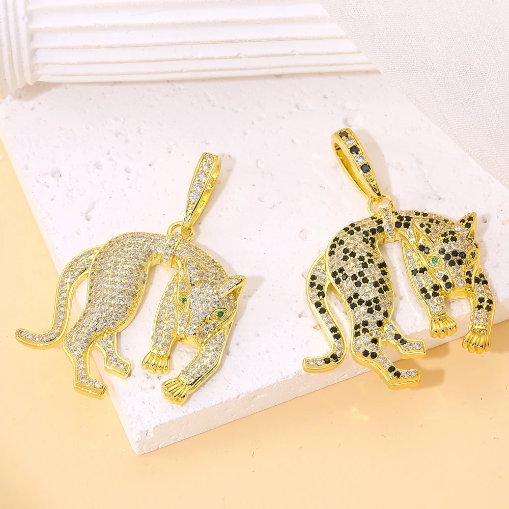 Juya handgefertigte Micro-Pavé-Zirkon-Anhänger mit 18 Karat vergoldeten Tiermotiven (Panther, Löwe, Leopard) für DIY-Schmuckherstellung für Frauen, luxuriöser Anhänger. – Detail 1