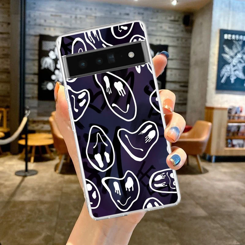 Fashion Simple Smile Face Couple Phone Case Cover - Transparent TPU Shell