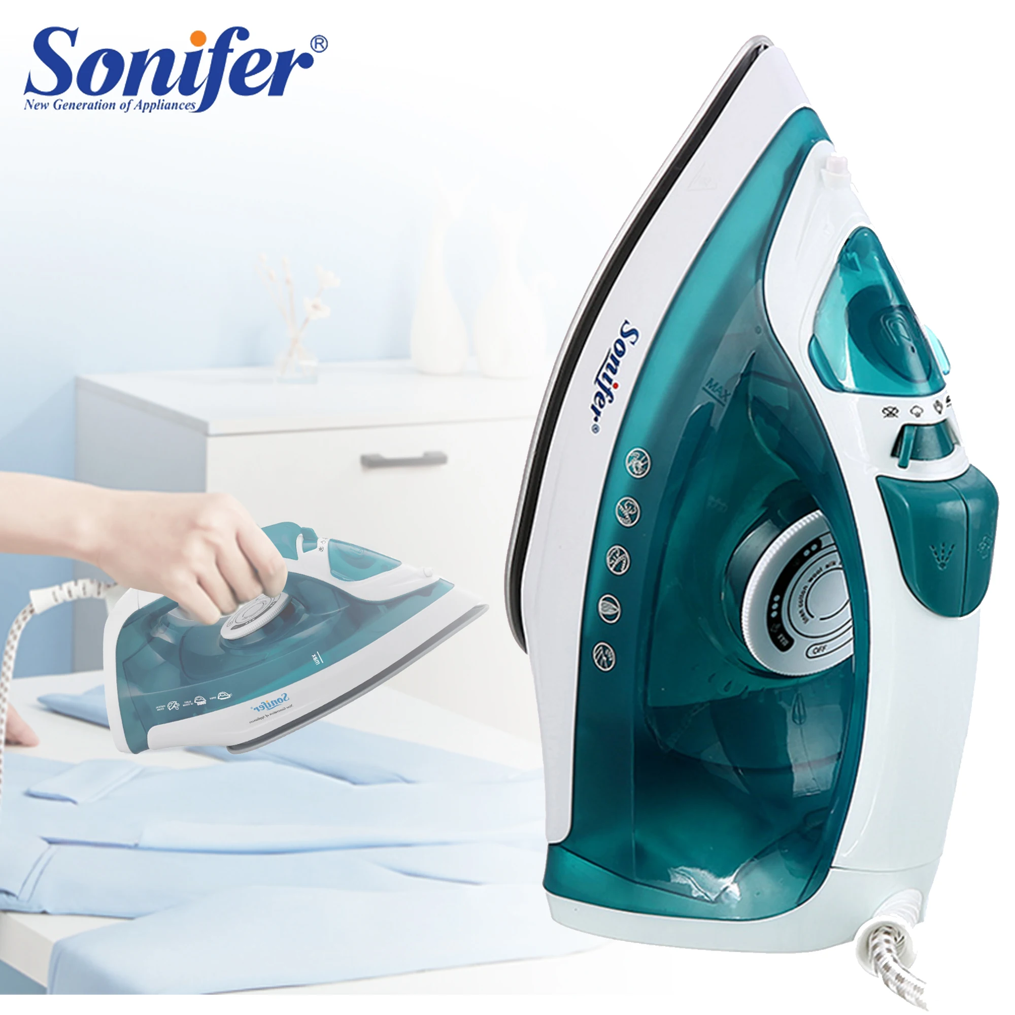 전기 다리미 휴대용 미니 의류 증기선 스팀 다리미 의류 다리미 조절 세라믹 Soleplate 다리미 다림질 Sonifer 