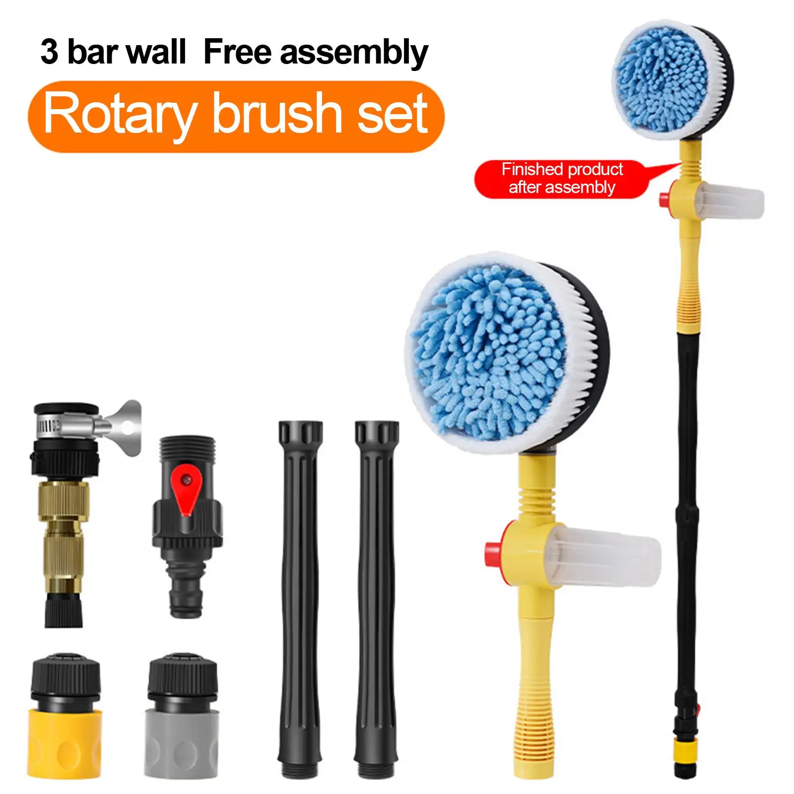 

1 Set Car Rotary Wash Brush Kit 360 Degree Adjustable Wash Set For faucet outer diameter 16-18mm High-pressure Washing Tools