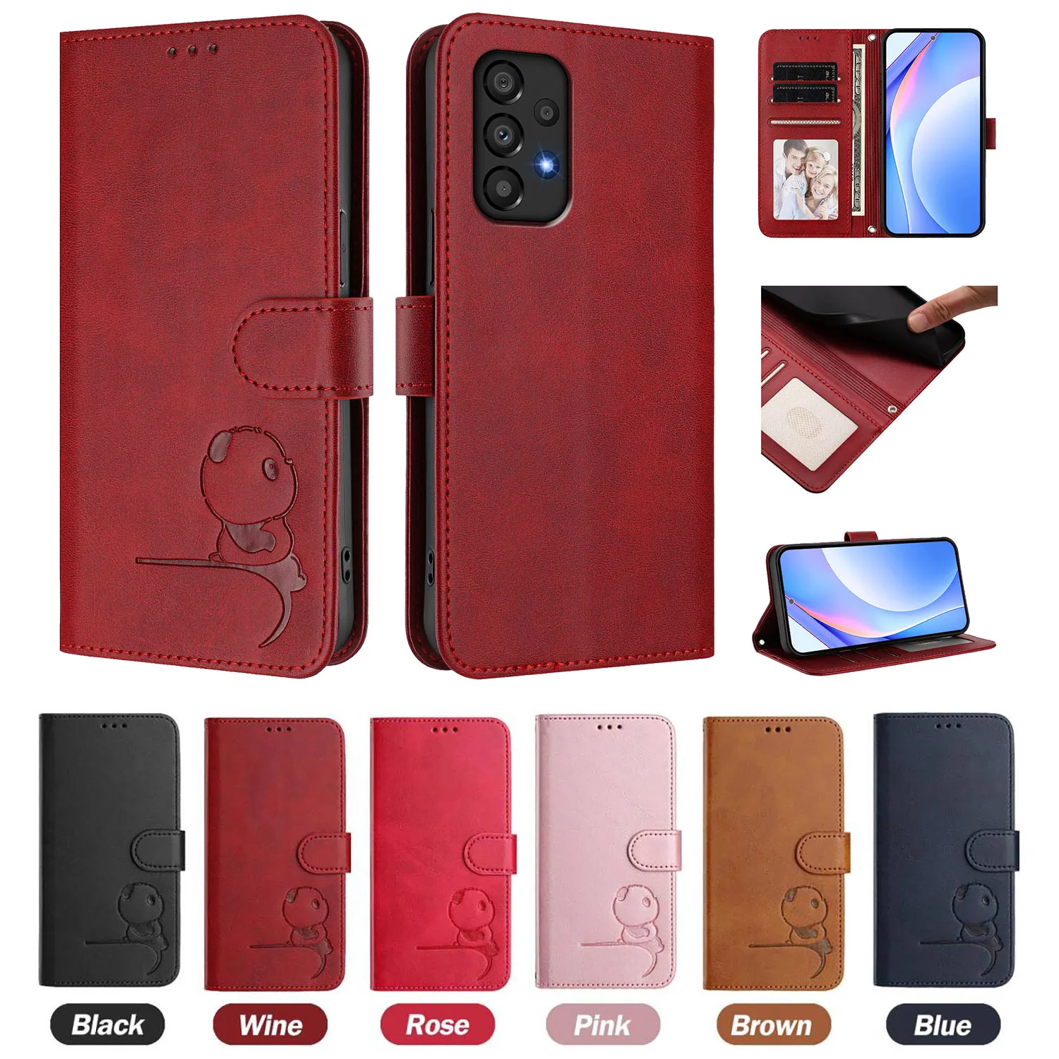 3D Bear Leather Phone Wallet Case Book Cover