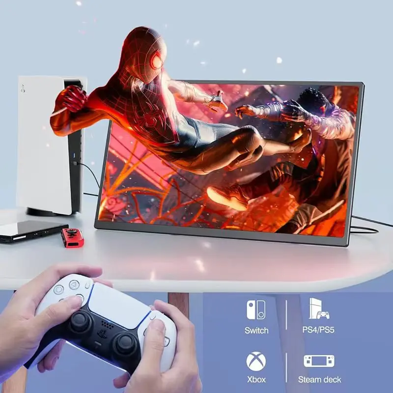 LANLIPU 14인치 휴대용 모니터 IPS HDR 1k 노트북, Xbox, PS4/5, 스위치, 휴대폰, 컴퓨터 확장 게임용 여행용 스크린