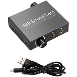 USB Sound Card External Sound Card with Volumes Control USB to 3.5mm Adapter Stereo for PC Laptop Desktop Headset
