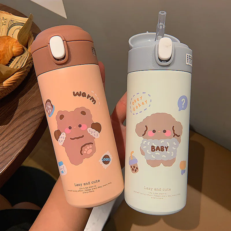

Student stainless steel insulated cup, portable and minimalist, cute straw cup, girl heart creative portable water cup