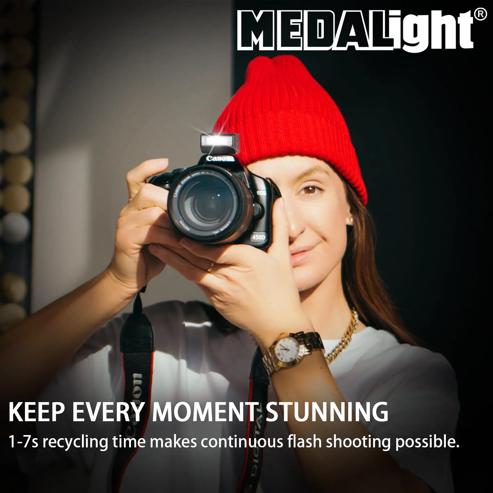 Medalight F1S Camera Flash for Fuji/Sony/Nikon/Canon,Portable Mini Hot Shoe Flashlight Camera Flash for DSLR Cameras