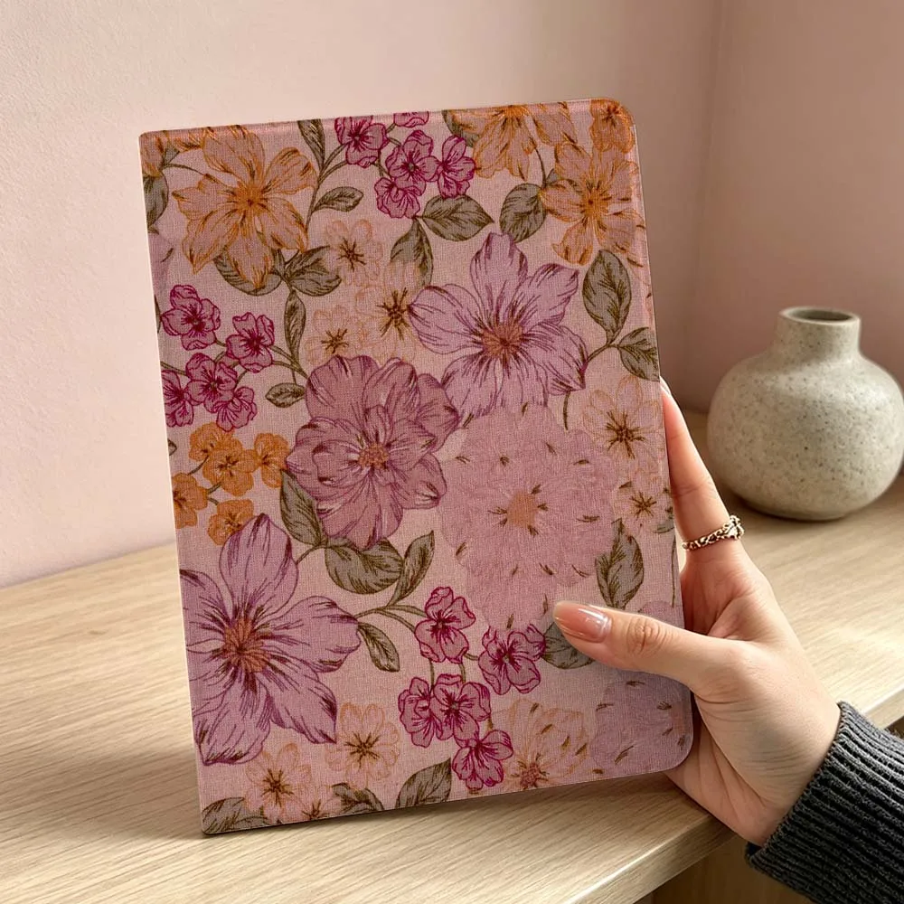 Vintage Floral Tablet Case - Soft Protective Cover with Retro Design