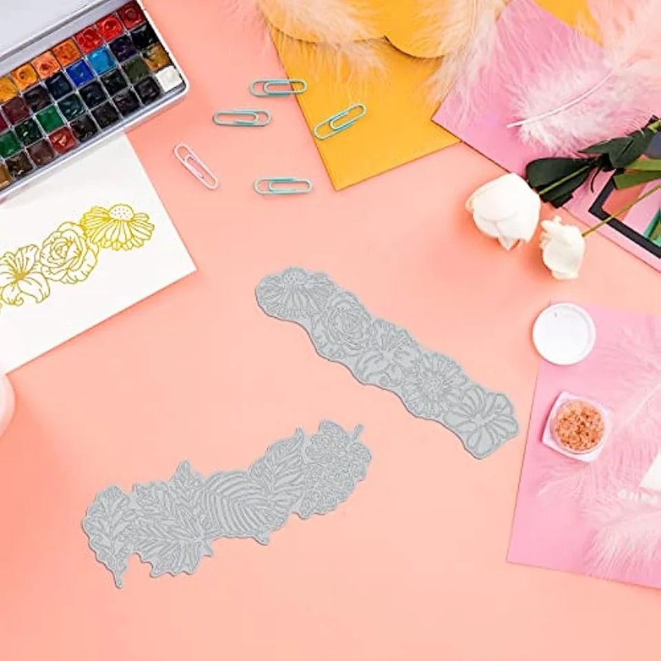 Fiore di pizzo e foglie Piastra a caldo Foglie d'acero Rosa Marghera Giglio per carta stagnola fai da te Goffratura Scrapbooking Decor Biglietto di auguri  36