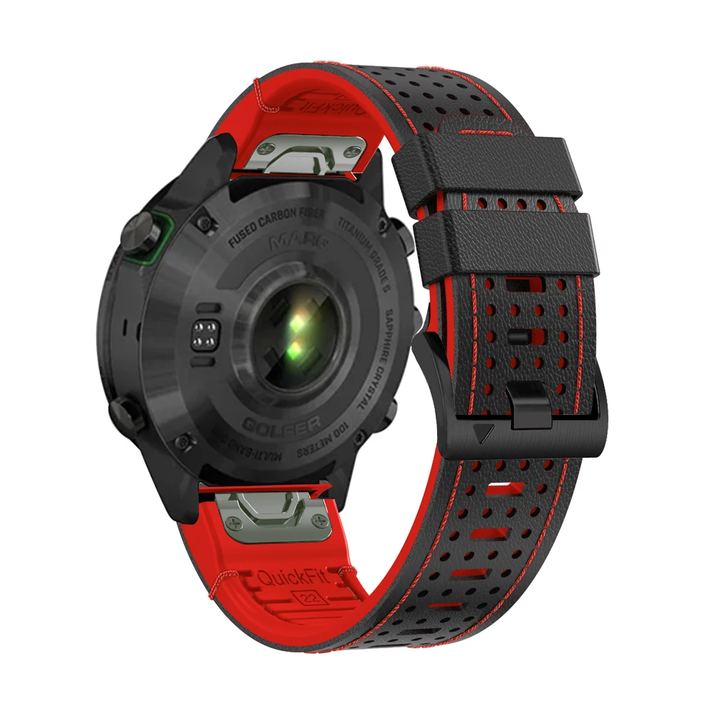 Premium Silicone and Leather Strap - 22mm/26mm Band
